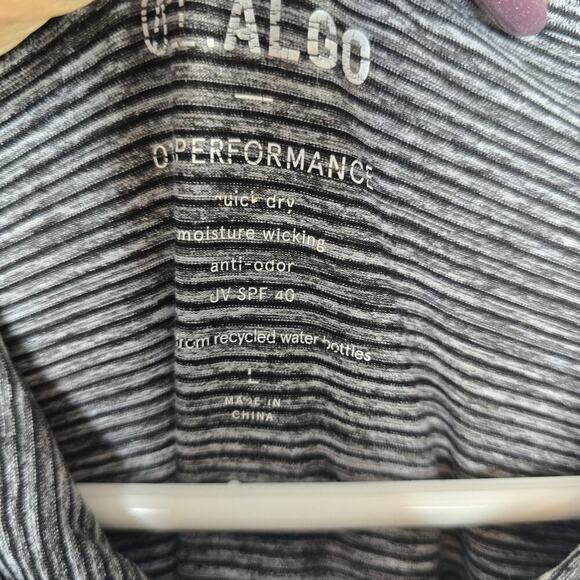 01. ALGO Performance Quick Dry Moisture Wicking Gray Stripe Hooded Top Large - Picture 3 of 7